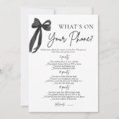 ブラックボウあなたの電話に何がブライダルシャワーゲーム 招待状 (正面)