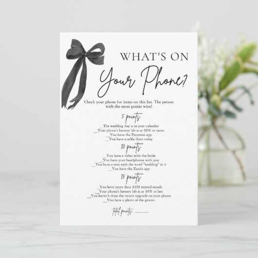 ブラックボウあなたの電話に何がブライダルシャワーゲーム 招待状 (スタンド正面)