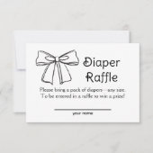 ブラックボウおむつラッフルチケットエンクロージャカード 招待状 (正面)
