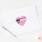 ブラックボウと水玉模様ハートシール ハートシール (封筒)