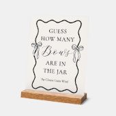 ブラックボウのブライダルシャワーのおもてなし リボンの数を当ててみて アクリルサイン (傾斜)