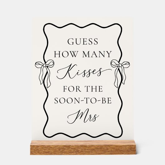 ブラックボウのブライダルシャワー　キスの数当てクイズ アクリルサイン