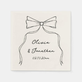 ブラックボウの手描きセンスあふれる結婚式 スタンダードカクテルナプキン