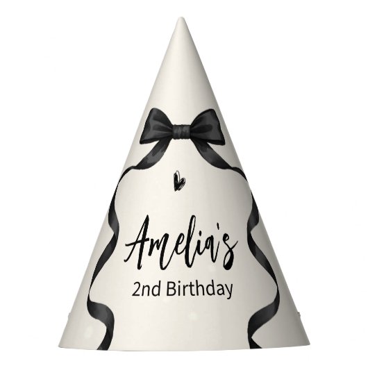 ブラックボウの誕生日 どの年齢でも パーティーハット (正面)