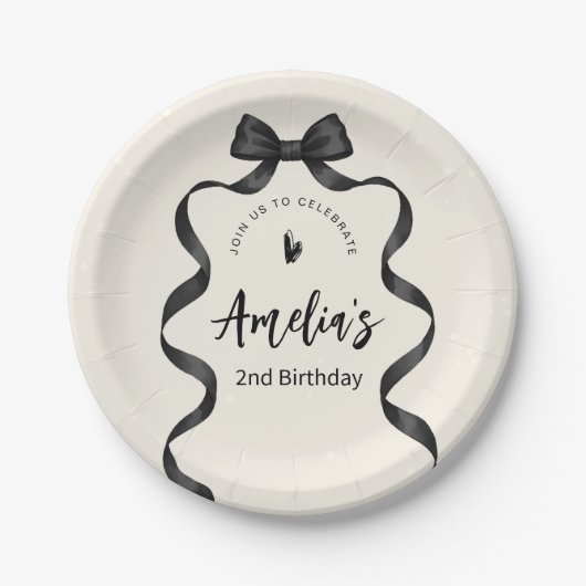 ブラックボウの誕生日 どの年齢でも ペーパープレート (正面)