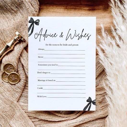 ブラックボウアドバイスとウィッシュブライダルシャワーゲーム 招待状