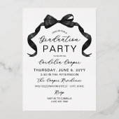 ブラックボウアーチフォトシルバーフォイル卒業 箔招待状 (裏面)