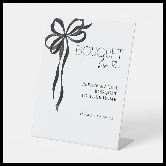 ブラックボウウォータカラーブライダルシャワーブーケバー 台座サイン
