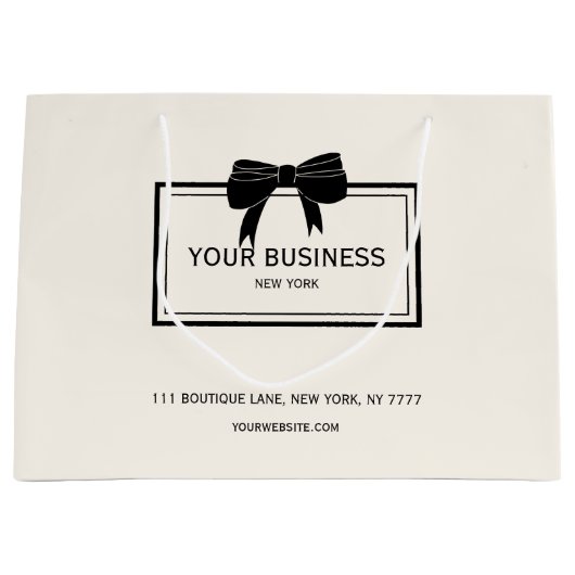 ブラックボウカスタムビジネス名プロモーション ラージペーパーバッグ (正面)