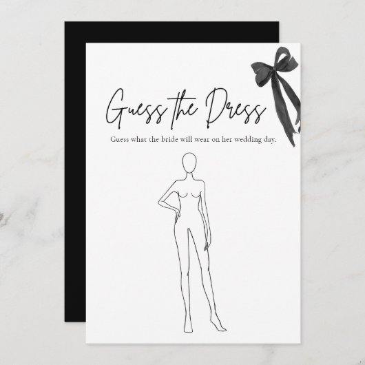 ブラックボウゲットザドレスブライダルシャワーゲーム 招待状 (正面/裏面)