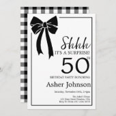 ブラックボウコケットサプライズ50thバースデーパーティー 招待状 (正面/裏面)