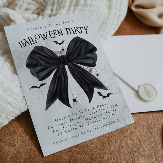 ブラックボウコケットハロウィンパーティー招待状 招待状