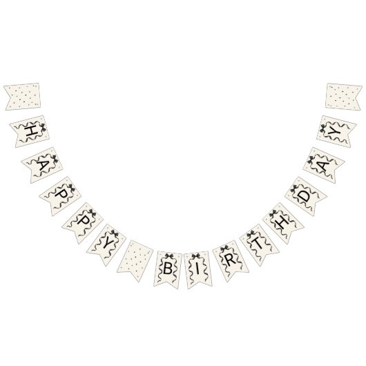 ブラックボウコケット誕生日 バンティングフラッグ (全)