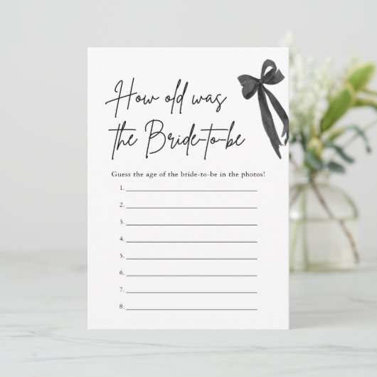 ブラックボウズ歳の新婦ブライダルシャワーゲーム 招待状 (スタンド正面)