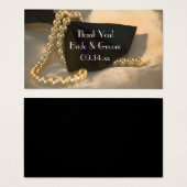 ブラックボウタイとホワイトパール結婚式の引き出物ラベル (正面&裏面)