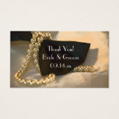 ブラックボウタイとホワイトパール結婚式の引き出物ラベル (正面)