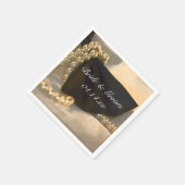 ブラックボウタイと白結婚真珠 スタンダードカクテルナプキン (角)