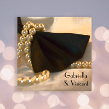 ブラックボウタイと白結婚真珠