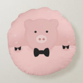 ブラックボウタイのピンクピグ ラウンドクッション (裏面)