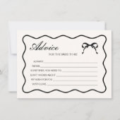 ブラックボウタイイングザノットブライダルシャワーアドバイスカード 招待状 (正面)