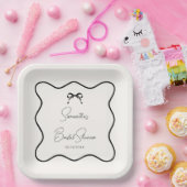 ブラックボウタイイングザノットブライダルシャワー ペーパープレート (パーティー)