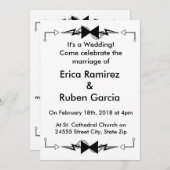 ブラックボウタイエレクトロニックウェディング 招待状 (正面/裏面)