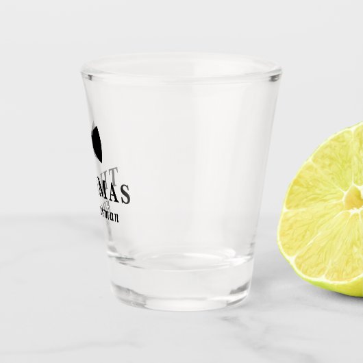 ブラックボウタイグパーソナライズされたルー結婚ムマンズ ショットグラス (右)