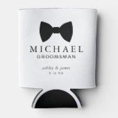 ブラックボウタイグロムスマンパーソナライズされた結婚ズ 缶クーラー (正面)