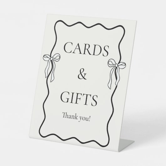 ブラックボウタイザノットブライダルシャワーカード&ギフト 台座サイン (正面)
