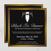 ブラックボウタイタキシードディナー招待状 招待状 (正面/裏面)