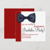 ブラックボウタイバチェラー・パーティー招待状 招待状 (正面/裏面)