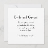 ブラックボウタイホワイトパールウェディングデートを保存 セーブザデート (裏面)