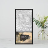 ブラックボウタイホワイトパールウェディングデートを保存 セーブザデート (スタンド正面)