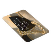 ブラックボウタイホワイトパールウェディングデートを保存 マグネット (右側)