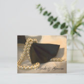 ブラックボウタイホワイトパール婚約発表 案内状 (スタンド正面)