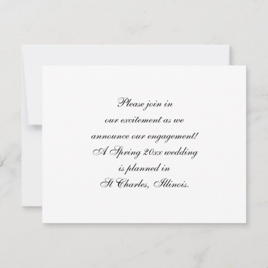 ブラックボウタイホワイトパール婚約発表 案内状 (裏面)