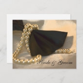 ブラックボウタイホワイトパール婚約発表 案内状 (正面/裏面)