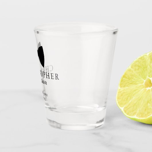 ブラックボウタイ花婿介添人パーソナライズされた結婚ズ ショットグラス (右)