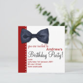 ブラックボウタイ誕生日招待状 招待状 (スタンド正面)