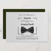 ブラックボウタイ誕生日招待状 招待状 (正面/裏面)