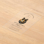 ブラックボウディスコボール卒業パーティー アクリル招待状 (レイダウン)