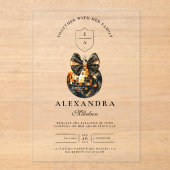 ブラックボウディスコボール卒業パーティー アクリル招待状 (正面)