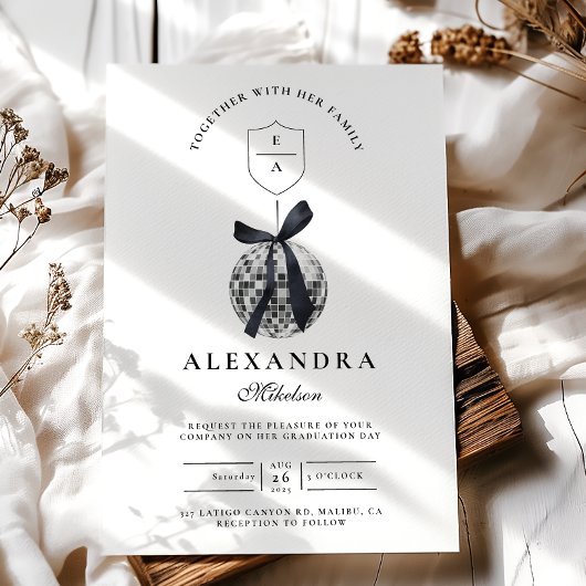 ブラックボウディスコボール卒業パーティー 招待状