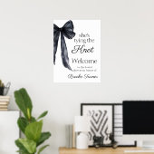 ブラックボウノットブライダルシャワーへようこそ ポスター (ホームオフィス)