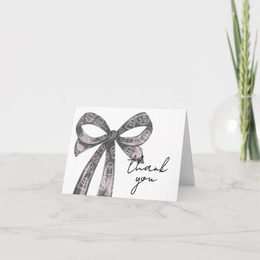 ブラックボウハロウィーンベビーシャワー サンキューカード (正面)