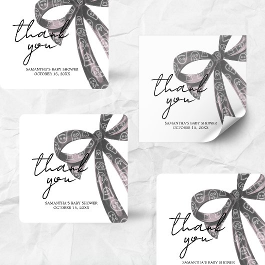 ブラックボウハロウィーンベビーシャワー スクエアシール