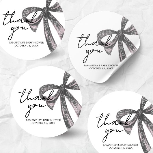 ブラックボウハロウィーンベビーシャワー ラウンドシール