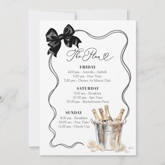 ブラックボウパジャマ プロセッコ ブライズビューティーウィークエンド 招待状 (裏面)