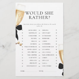 ブラックボウパール＆プロセッコ ブライダルシャワーゲーム 便箋