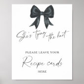 ブラックボウブライダルシャワーあなたのレシピカードはこちら ポスター (正面)